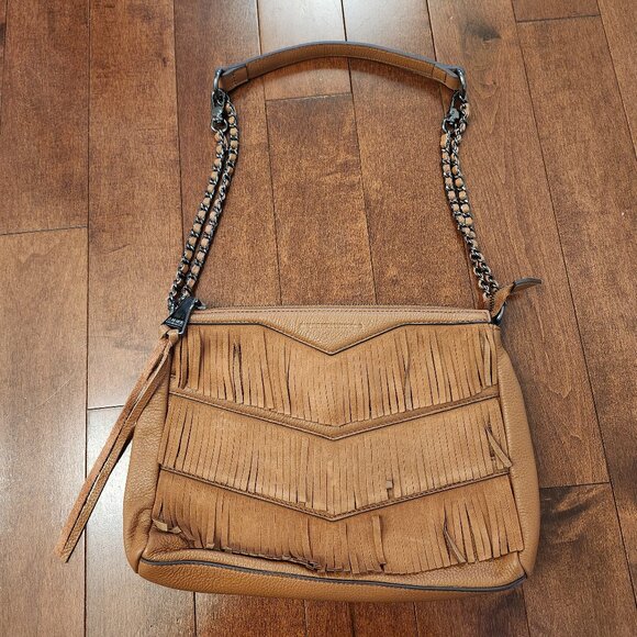 Aimee Kestenberg Kaiden brown leather crossbody shoulder bag in suede fringe - Picture 1 of 16